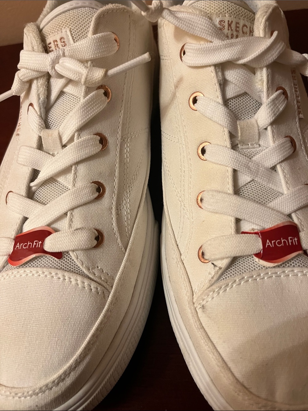 Skechers Ivory Canvas Arch Fit Lace-Up Sneakers - Picture 5 of 8